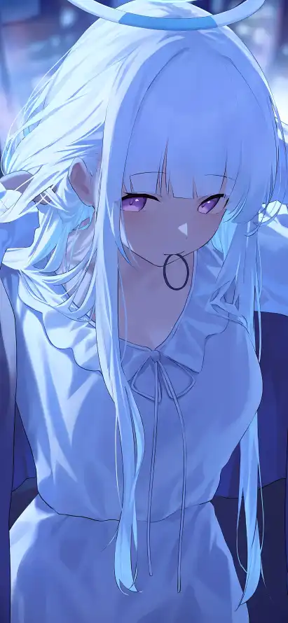 4k二次元壁纸 - 蓝色档案 - 蓝发少女 - 紫色眼眸「哲风壁纸」