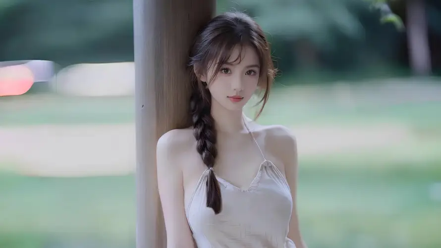 2k公园壁纸-自然背景与壁纸-浅色吊带裙「哲风壁纸」