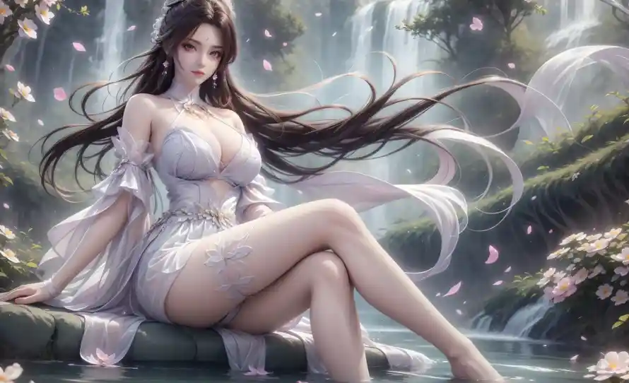 4k动漫壁纸 - 坐姿 - 壁纸 - 溪流「哲风壁纸」