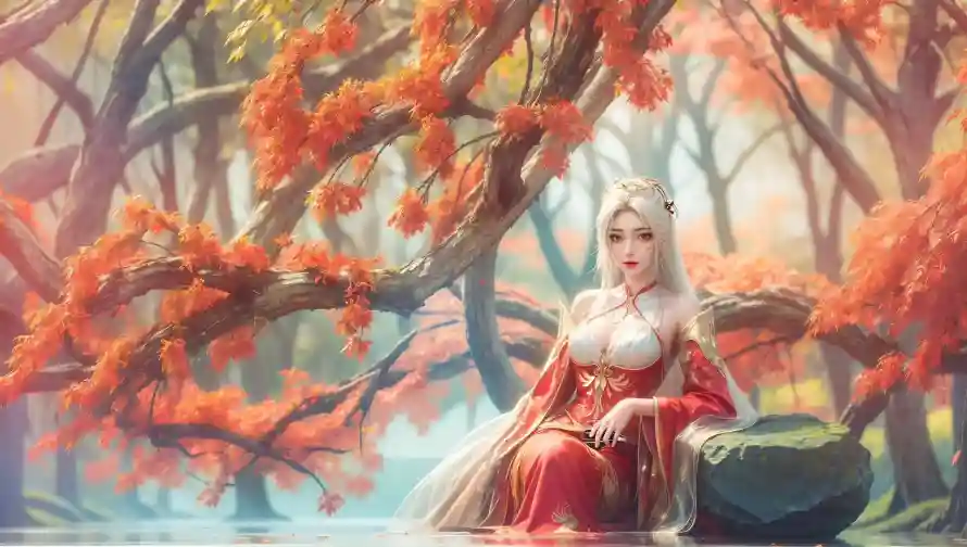 4k动漫壁纸 - 壁纸 - 树林 - 石凳「哲风壁纸」