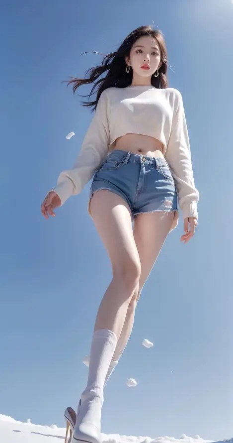 4k性感壁纸 - 美女 - 雪地 - 高跟鞋「哲风壁纸」