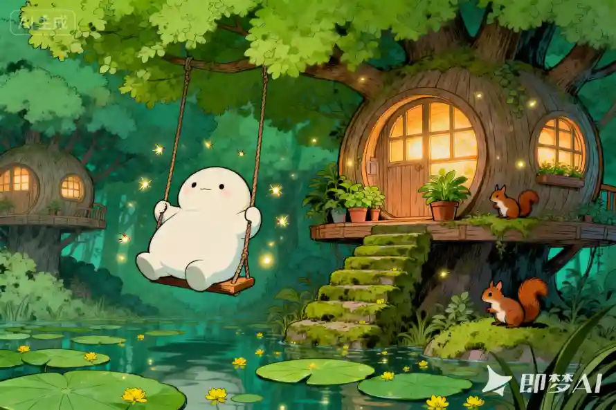 4k松鼠壁纸 - 森林 - 樹屋 - 池塘「哲风壁纸」