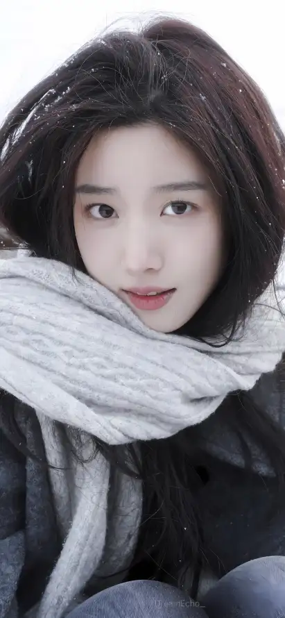 4k冬日壁纸 - 围巾 - 寒冷 - 少女「哲风壁纸」