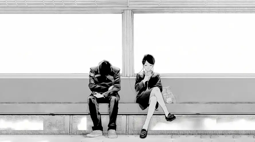 4k人物壁纸 - 候车 - 单色 - 日常「哲风壁纸」