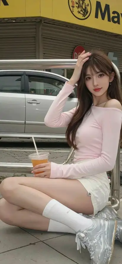 4k坐姿壁纸 - 汽车 - 白袜 - 美女「哲风壁纸」