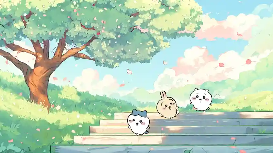 4k云朵壁纸 - 可爱 - 台阶 - 大树「哲风壁纸」