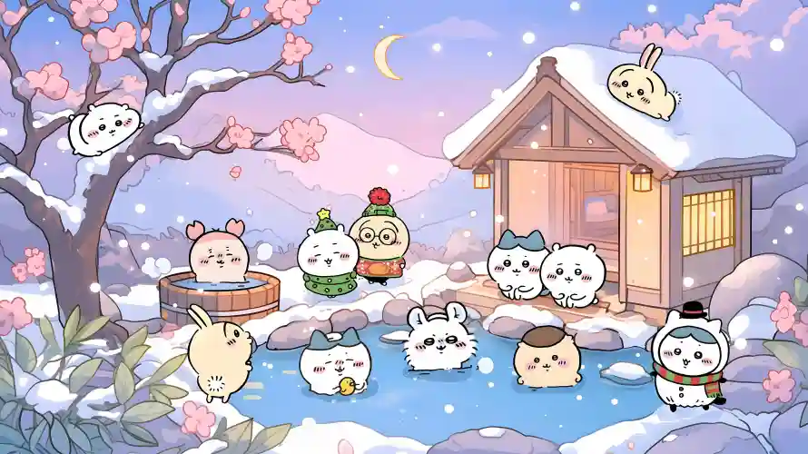 4k卡通壁纸 - 可爱 - 月亮 - 樱花「哲风壁纸」