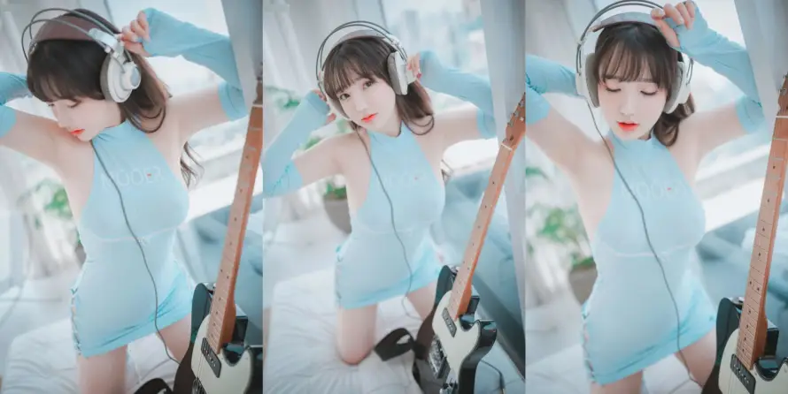 4k可爱壁纸 - 吉他 - 坐姿 - 女孩「哲风壁纸」