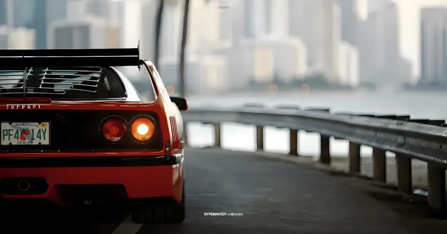 4k护栏壁纸 - 跑车 - 棕榈树 - 城市背景「哲风壁纸」