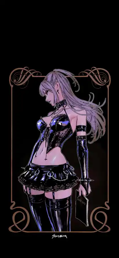 4k框架壁纸 - 短裙 - 长发 - 长靴「哲风壁纸」