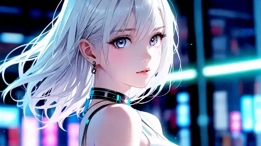 4k女孩壁纸 - 短发 - 耳饰 - 蓝眼「哲风壁纸」