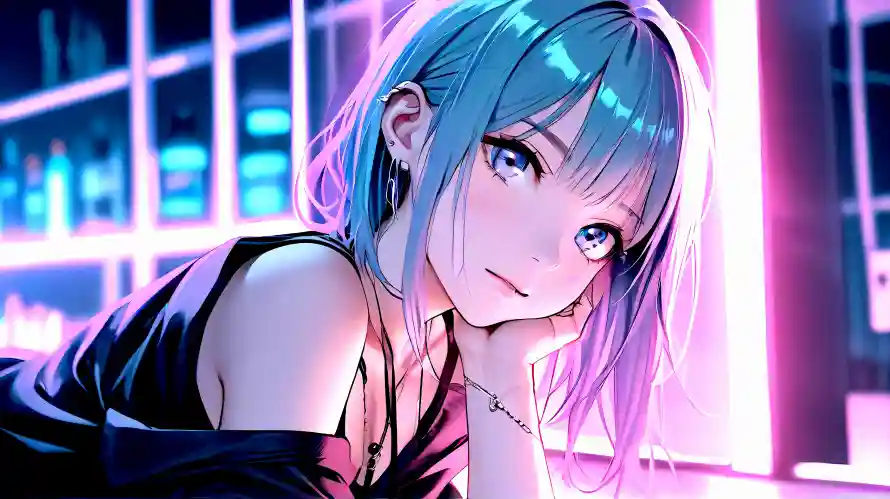 4k夜景壁纸 - 女孩 - 清新 - 短发「哲风壁纸」