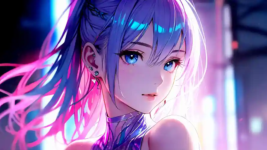 4k女孩壁纸 - 耳环 - 长发 - 二次元「哲风壁纸」