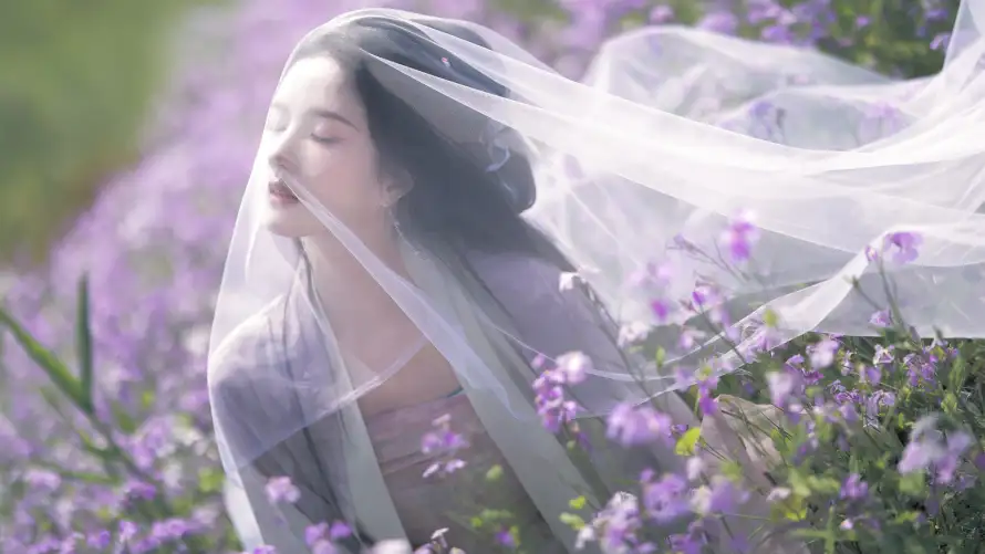 2k朦胧壁纸-古风女子 - 纱-古风服饰壁纸推荐「哲风壁纸」