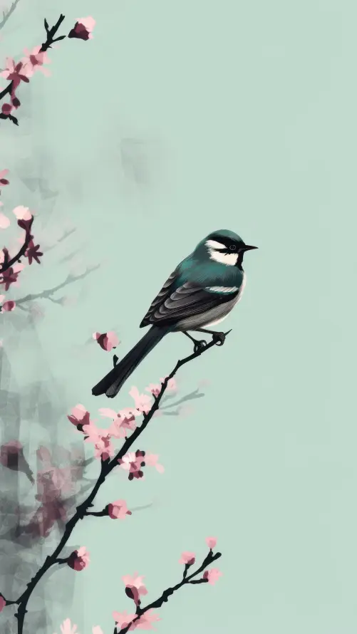 4k古风壁纸 - 国风 - 山雀 - 春意「哲风壁纸」