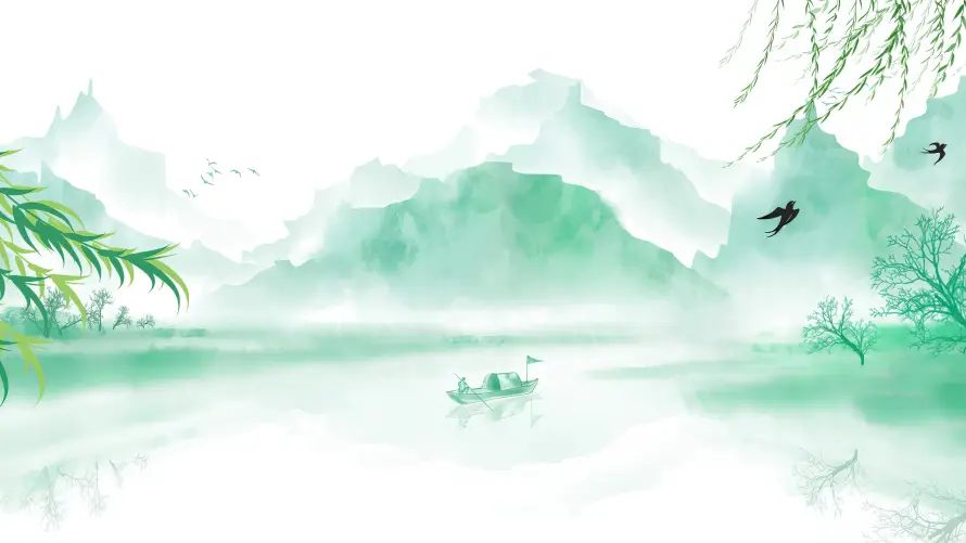 4k古风壁纸 - 国风 - 小船 - 山水「哲风壁纸」