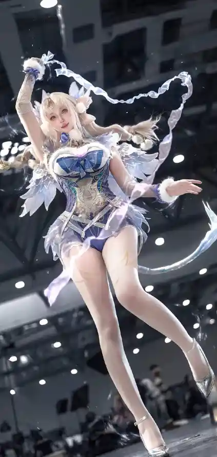 4k展会壁纸 - 灯光 - 短裙 - 美女「哲风壁纸」