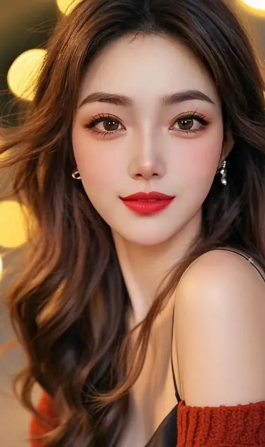 4k卷发壁纸 - 时尚 - 棕发 - 红唇「哲风壁纸」