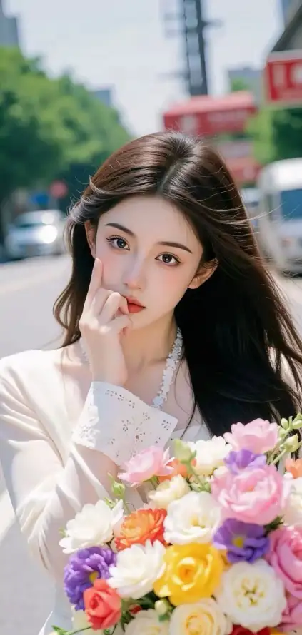 4k夏日壁纸 - 妆容 - 捧花 - 时尚「哲风壁纸」