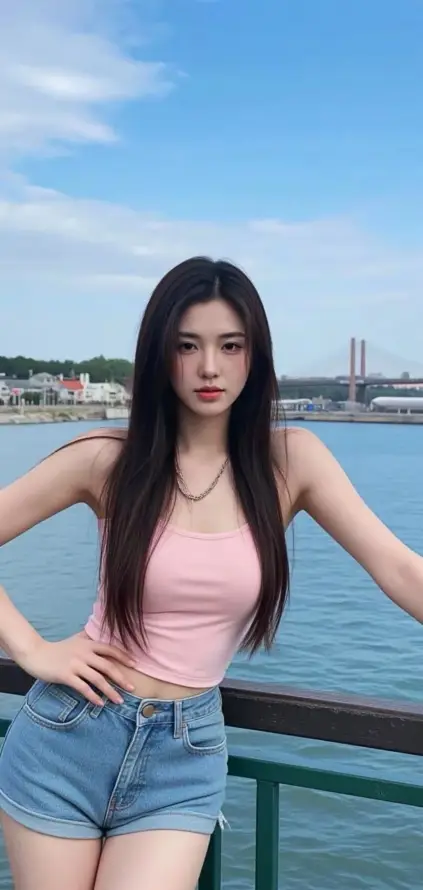 4k栏杆壁纸 - 桥 - 海景 - 美女「哲风壁纸」