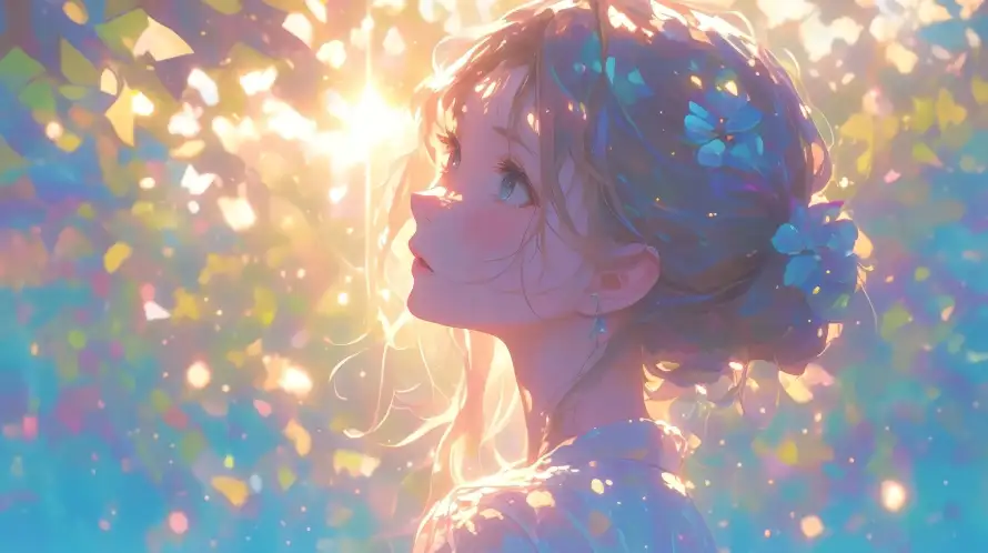 4k侧颜壁纸 - 光斑 - 发饰 - 插画「哲风壁纸」