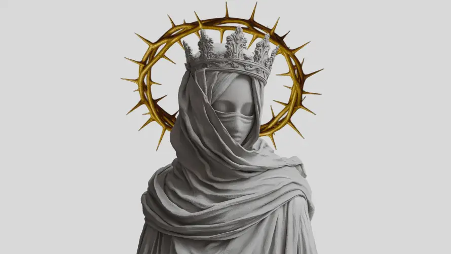 2k头巾壁纸-石膏像与金环-宗教元素壁纸分享「哲风壁纸」