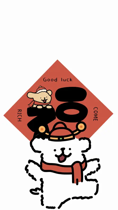 4k卡通壁纸 - 喜庆 - 围巾 - 好运「哲风壁纸」