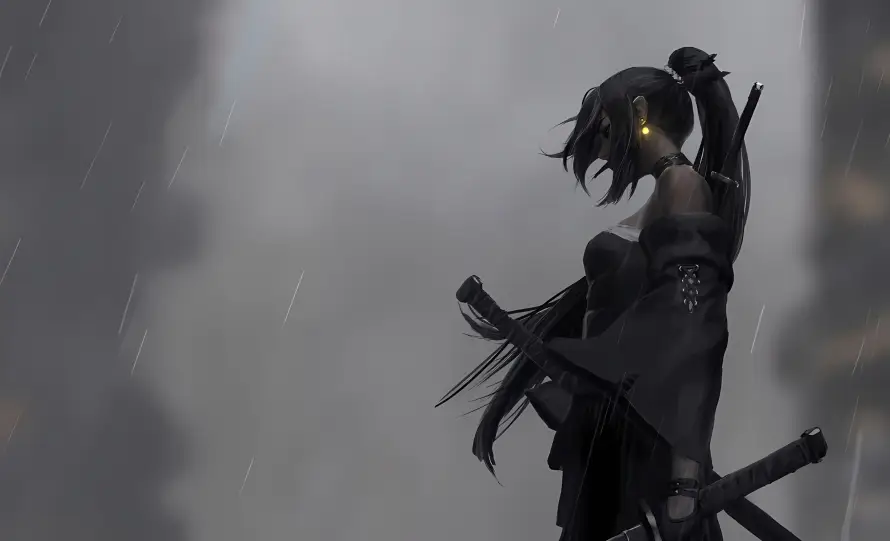 4k剑士壁纸 - 双刀 - 阴沉 - 雨天「哲风壁纸」