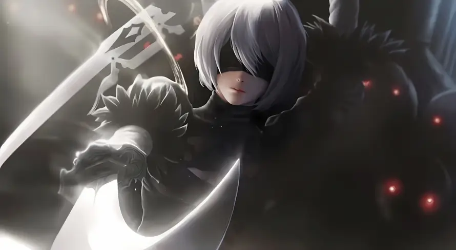 4k2B壁纸 - 冷峻 - 持剑 - 白发「哲风壁纸」