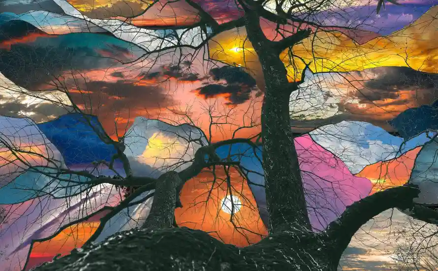 3k云彩壁纸-剪影树和天空-梦幻天空热门的壁纸「哲风壁纸」