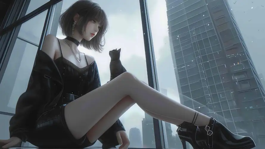 4k黑猫壁纸 - 靴子 - 动漫 - 少女「哲风壁纸」