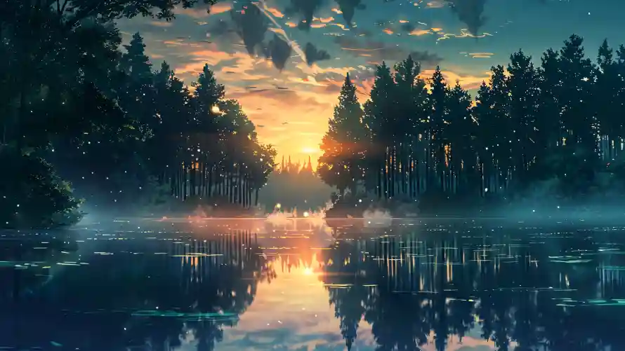 4k云雾壁纸 - 倒影 - 卡通 - 宁静「哲风壁纸」