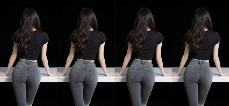 4k长发壁纸 - 背影 - 拼接 - 紧身裤「哲风壁纸」