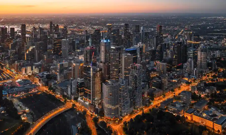 4k悉尼壁纸 - 晚霞 - 灯光 - 航拍「哲风壁纸」