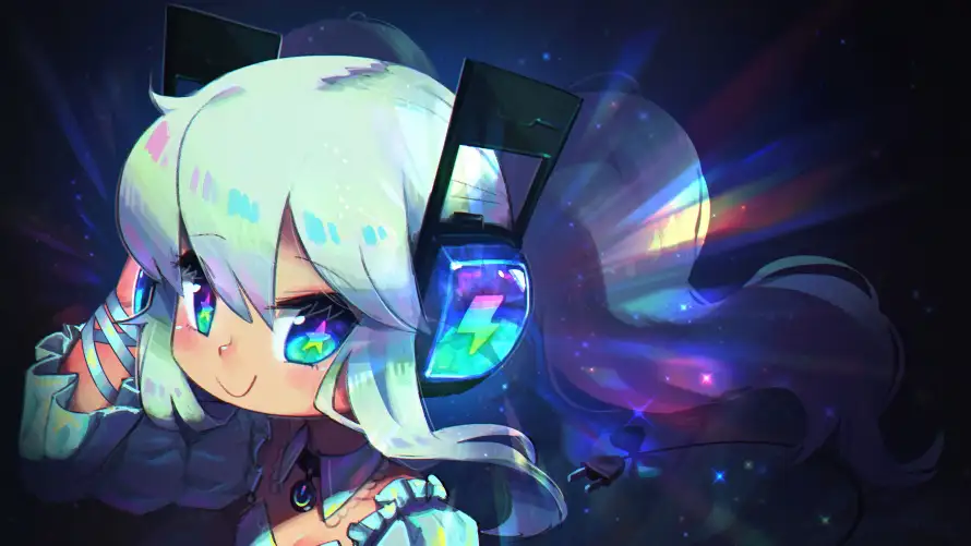 4k可爱壁纸 - 耳机 - 马尾 - 二次元「哲风壁纸」