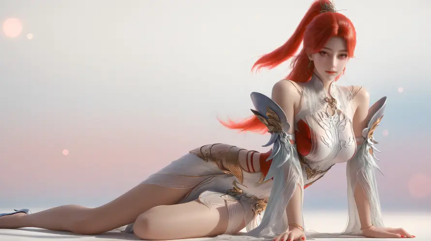 4k女神壁纸 - 白衣 - 红发 - 角色「哲风壁纸」 4k女神壁纸 - 白衣 - 红发 - 角色「哲风壁纸」