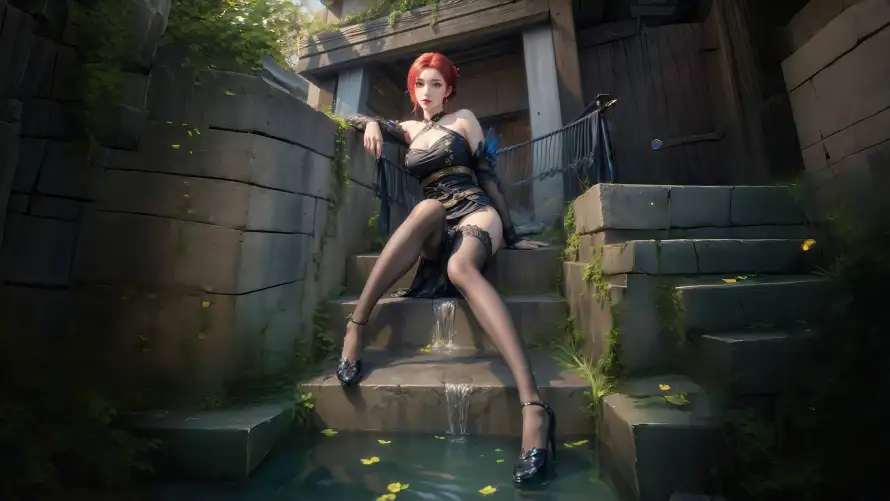 4k坐姿壁纸 - 落叶 - 雅菲 - 红头发「哲风壁纸」 4k坐姿壁纸 - 落叶 - 雅菲 - 红头发「哲风壁纸」