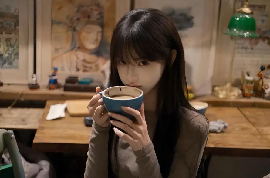 4k咖啡壁纸 - 美女 - 氛围感 - wallpaper「哲风壁纸」