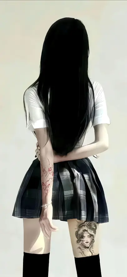 4k性感壁纸 - 短裙 - 纹身 - 美女「哲风壁纸」