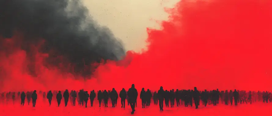 4k城市壁纸 - 黑白 - 红色调 - 人群剪影「哲风壁纸」 4k城市壁纸 - 黑白 - 红色调 - 人群剪影「哲风壁纸」
