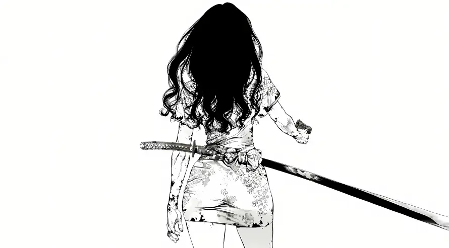 4k女性壁纸 - 背影 - 裙装 - 长剑「哲风壁纸」