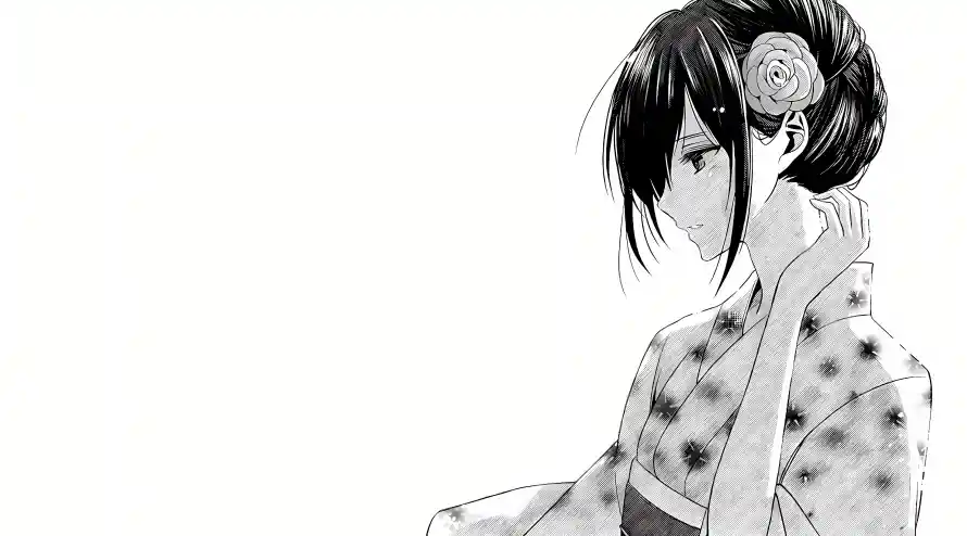 4k单色壁纸 - 发饰 - 和服 - 少女「哲风壁纸」