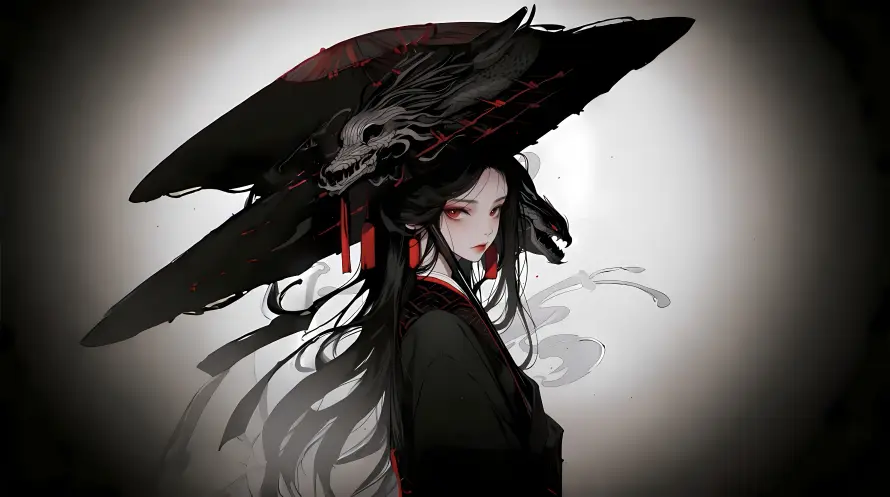 4k古风壁纸 - 鹰 - 斗笠 - 暗黑「哲风壁纸」