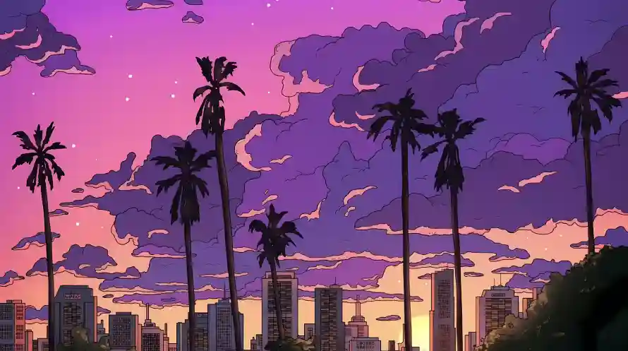 4k天空壁纸 - 手绘 - 晚霞 - 黄昏「哲风壁纸」