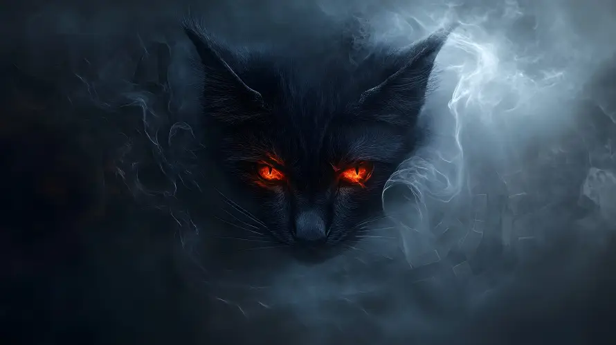 4k夜色壁纸 - 奇幻 - 烟雾 - 猫咪「哲风壁纸」