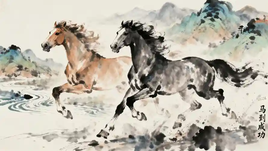 4k国画壁纸 - 墨色 - 奔马 - 山水「哲风壁纸」 4k国画壁纸 - 墨色 - 奔马 - 山水「哲风壁纸」
