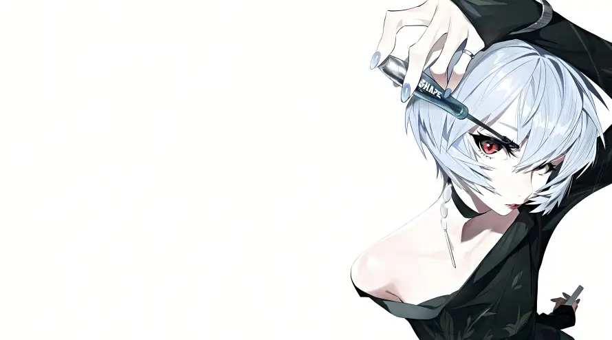 4k短发壁纸 - 红瞳 - 黑衣 - eva「哲风壁纸」