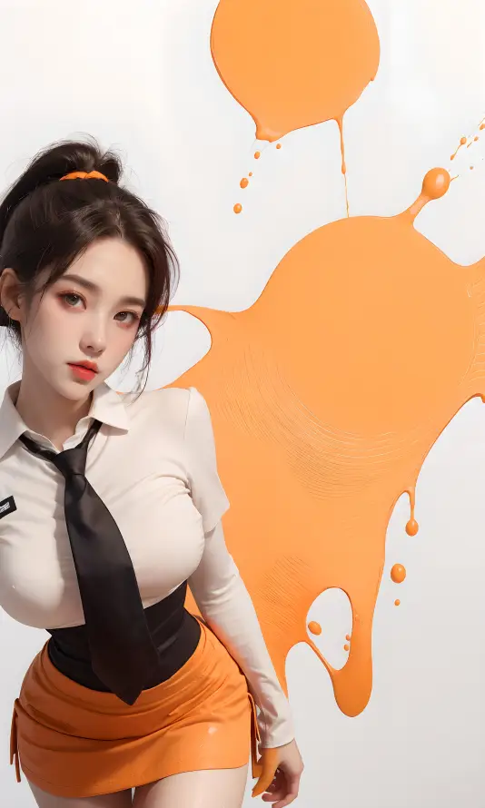 4k白衬衫壁纸 - 高马尾 - 黑领带 - 个性发圈「哲风壁纸」