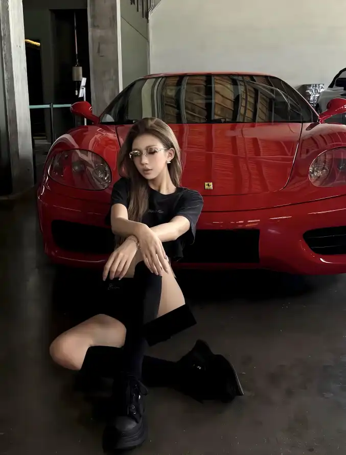 4k坐姿壁纸 - 时尚 - 汽车 - 美女「哲风壁纸」