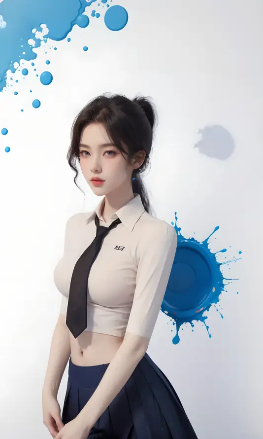 4kDGFG壁纸 - 时尚穿搭 - 深蓝色裙 - 艺术背景「哲风壁纸」